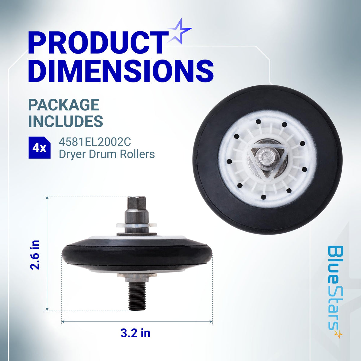 BlueStars 4-Pack 4581EL2002C Dryer Drum Roller Ass
