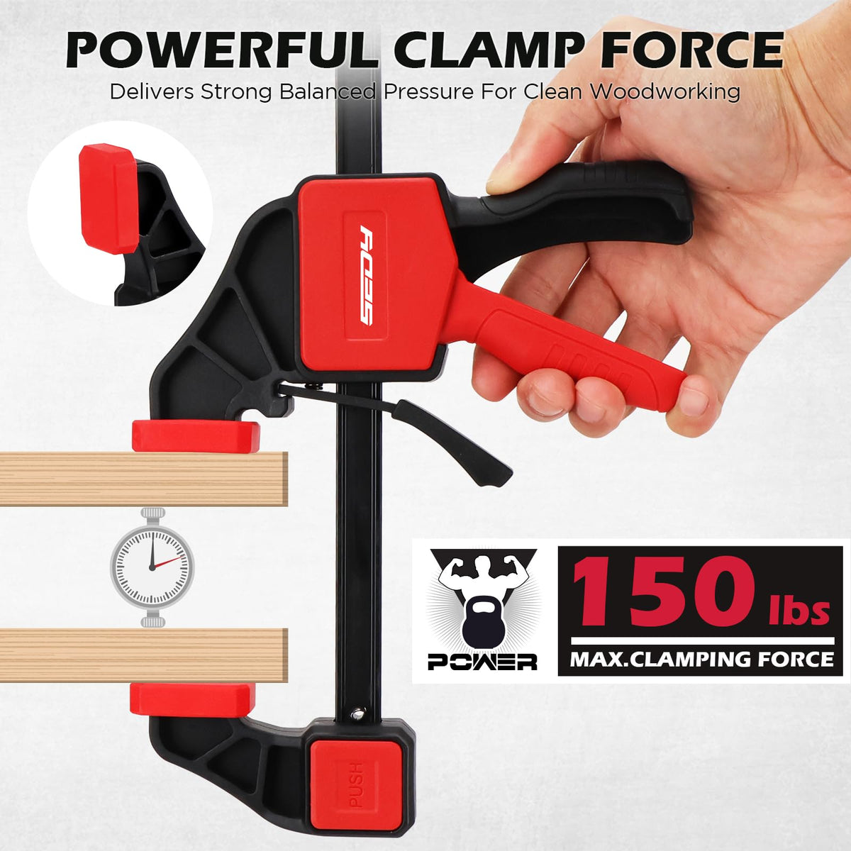 6-Pack 12 Inch Bar Clamps for Woodworking with 2-Piece Clamp Connector, 12" Quick-Release Wood Clamps with 150 LBS Load Limit, Trigger Clamp Set, One-Handed Clamps/Spreader for Woodworking