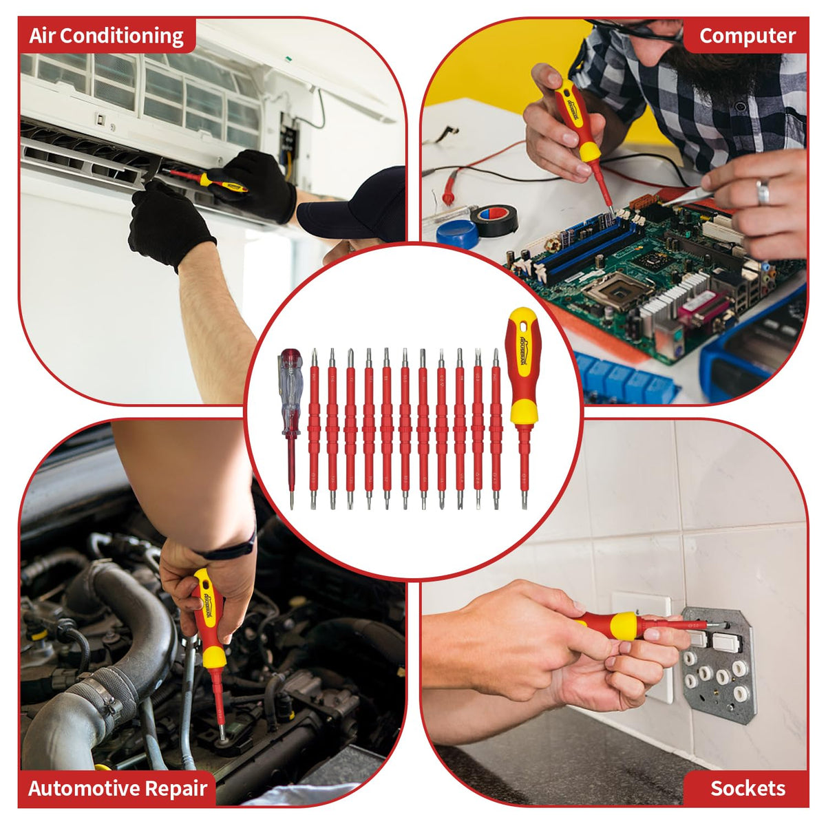 HOUSERAN Electrical Screwdriver Set, Insulated Screwdriver, 26 Pcs