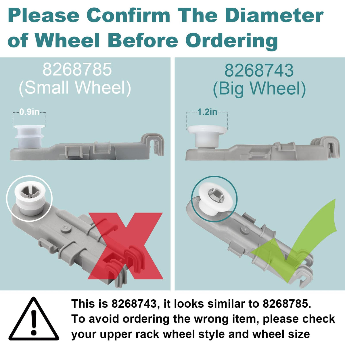 8268743 Dishwasher Upper Rack Wheel Replacement, F