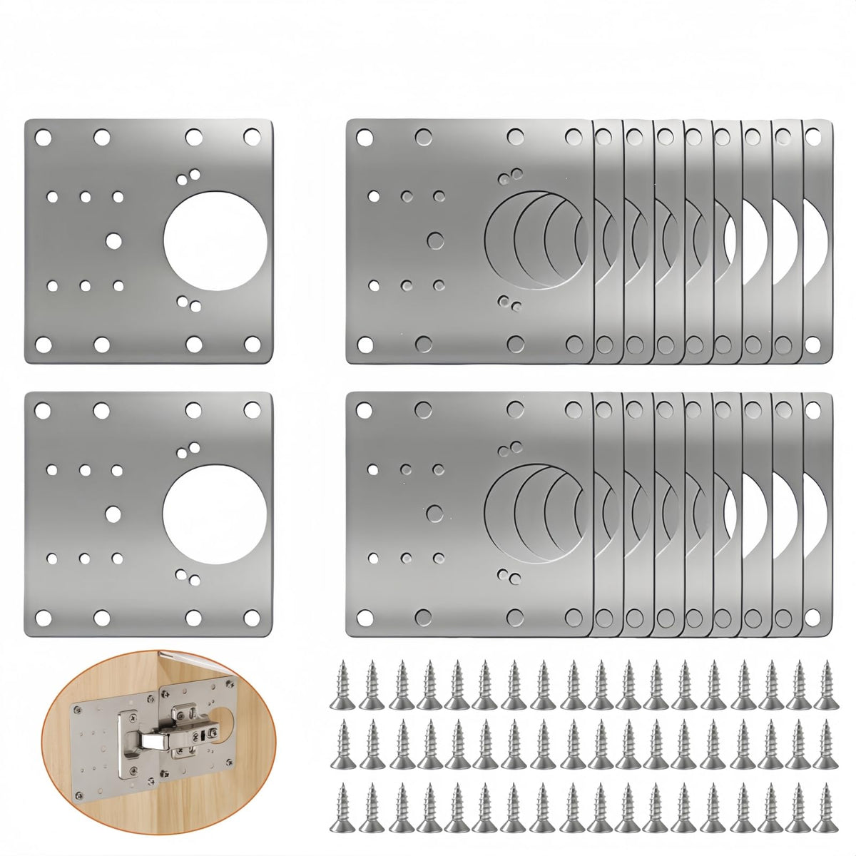 20PCS Upgraded Cabinet Hinge Repair Plate FOGZUVR Durable for Cabinet Doors