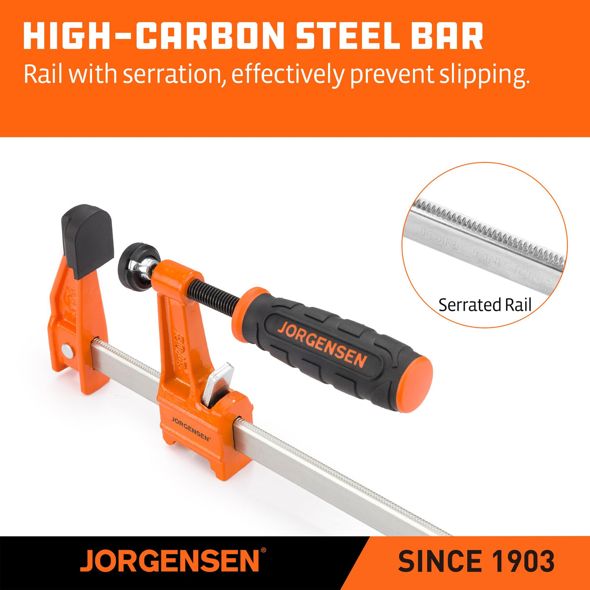 Jorgensen 24" Medium-Duty Steel Bar Clamp Set, 600 lbs Load Limit, 2-Pack