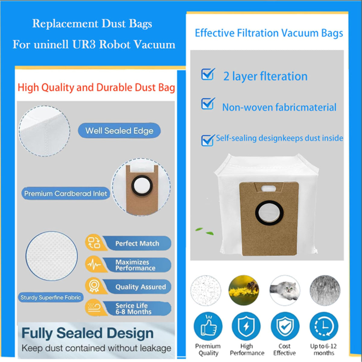 UR3 Replacement Accessories Kit For uninell UR3 Robot Vacuum Cleaner :
