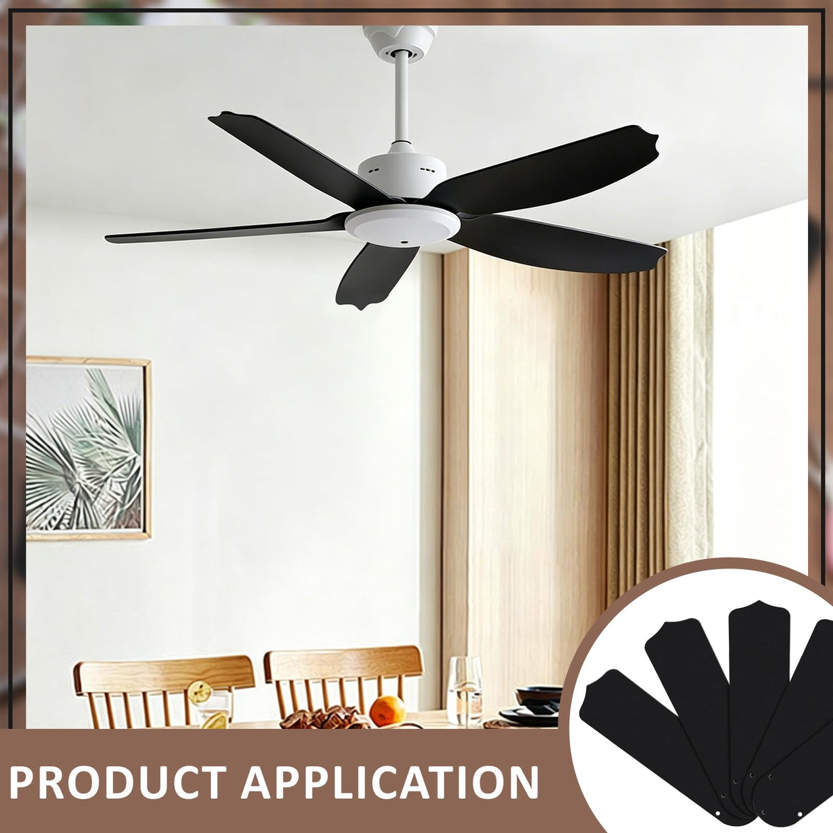DELORIGIN 10pcs 16 1/2" Black Ceiling Fan Replacement Blades for 42" Fans Universal Wood Replacement Fan Blades for Indoor Outdoor Bedroom Broken old Fan Blade Replacing