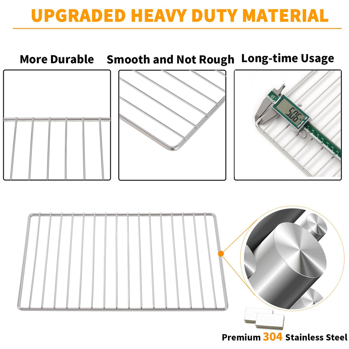 Upgraded KCO124 KCO124BM Oven Rack Replacement Parts for Kitchenaid Digital Air Fry Countertop 304 Stainless Steel Cooling Rack 14.2" x 12" Wire Rack Shelf Kitchen-aid Toaster Oven Air Fryer Rack