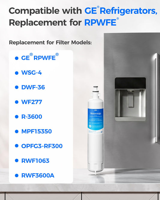Waterdrop WD-F19C Water Filter Replacement for GE® RPWFE®, 2 Pack