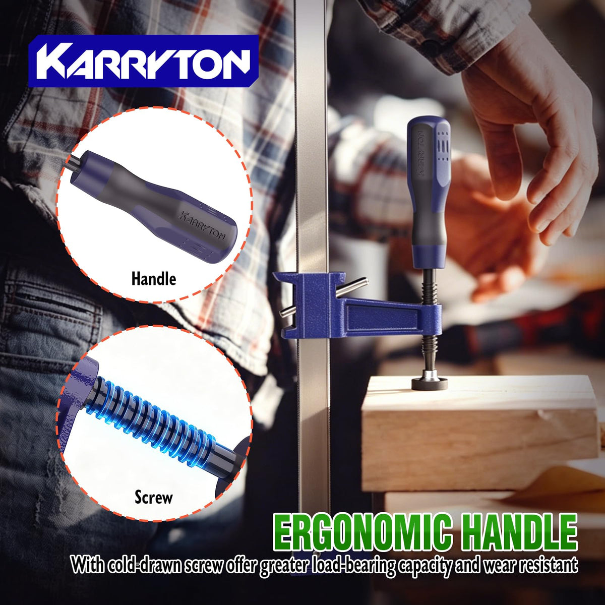 KARRYTON 6PCS Steel Bar Clamps Set (4-Pack 6-Inch & 2-Pack 12-Inch)