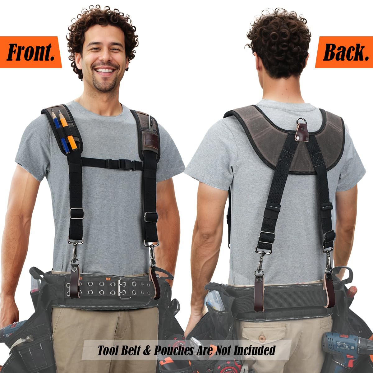WELKINLAND Heavy-Duty Canvas Tool Belt Suspenders, Suspenders For Tool Belt