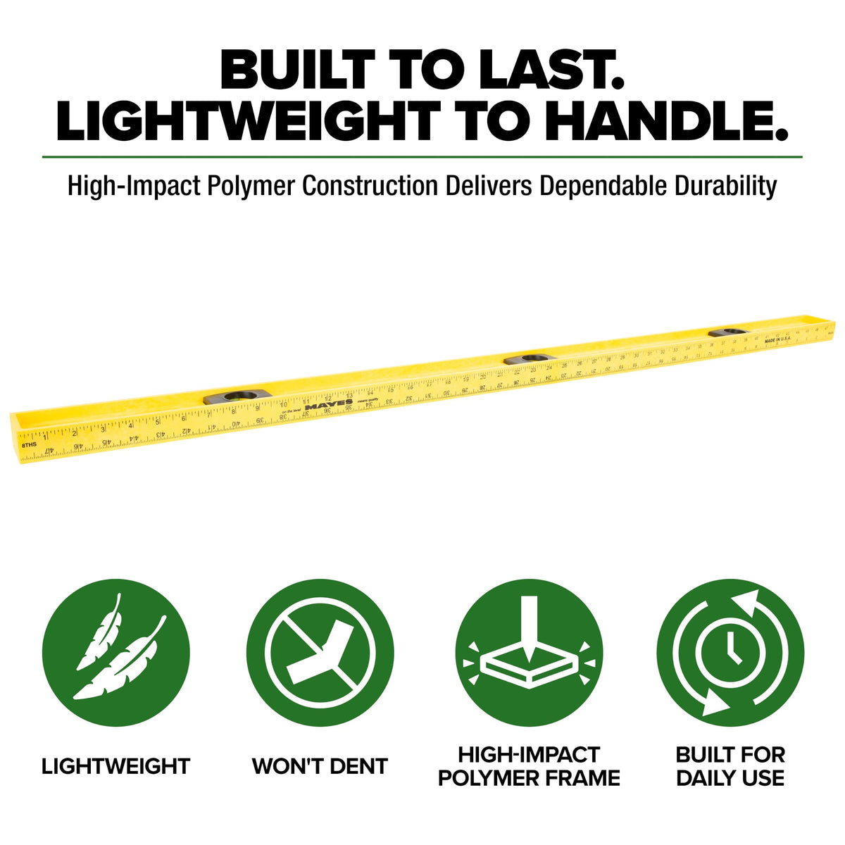 MAYES 10102 4ft Level, 48 Inch Level Made in the USA Won’t Scratch Surface
