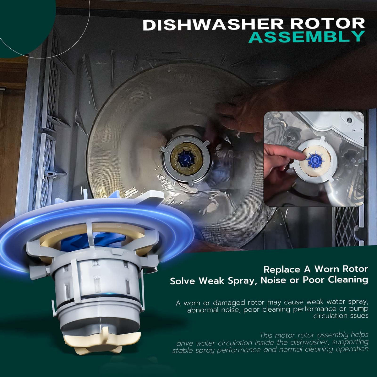 524922P Motor Rotor Assembly Fit for Fisher & Paykel Drawer DishDrawer