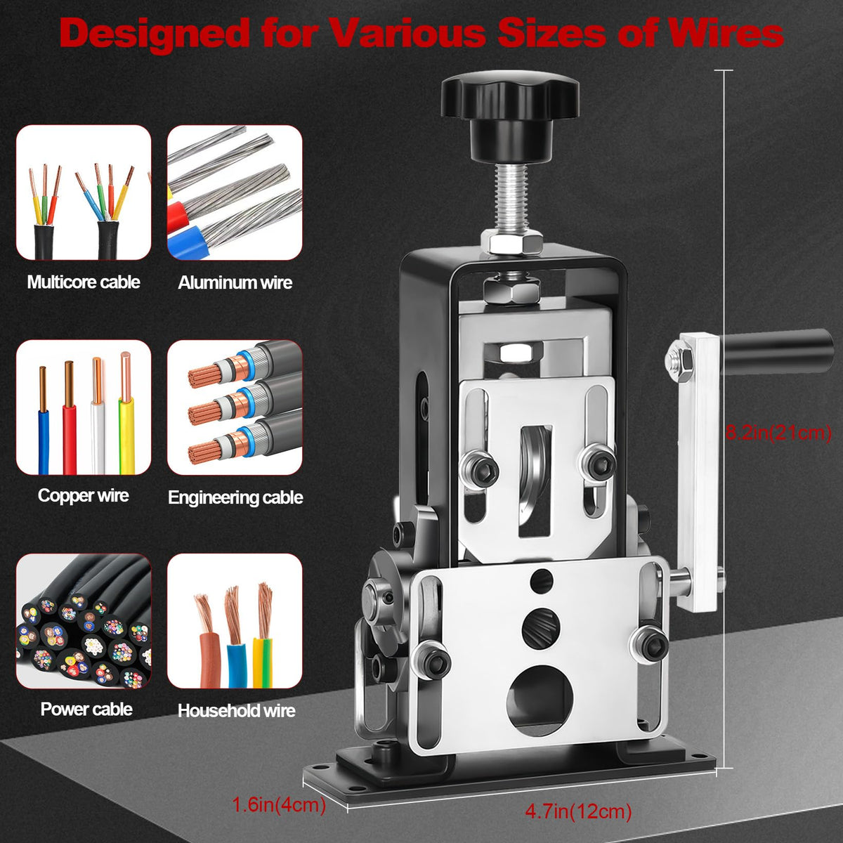 EXKRAEFT Manual Wire Stripping Machine, Gauge Wire 0.06-1''