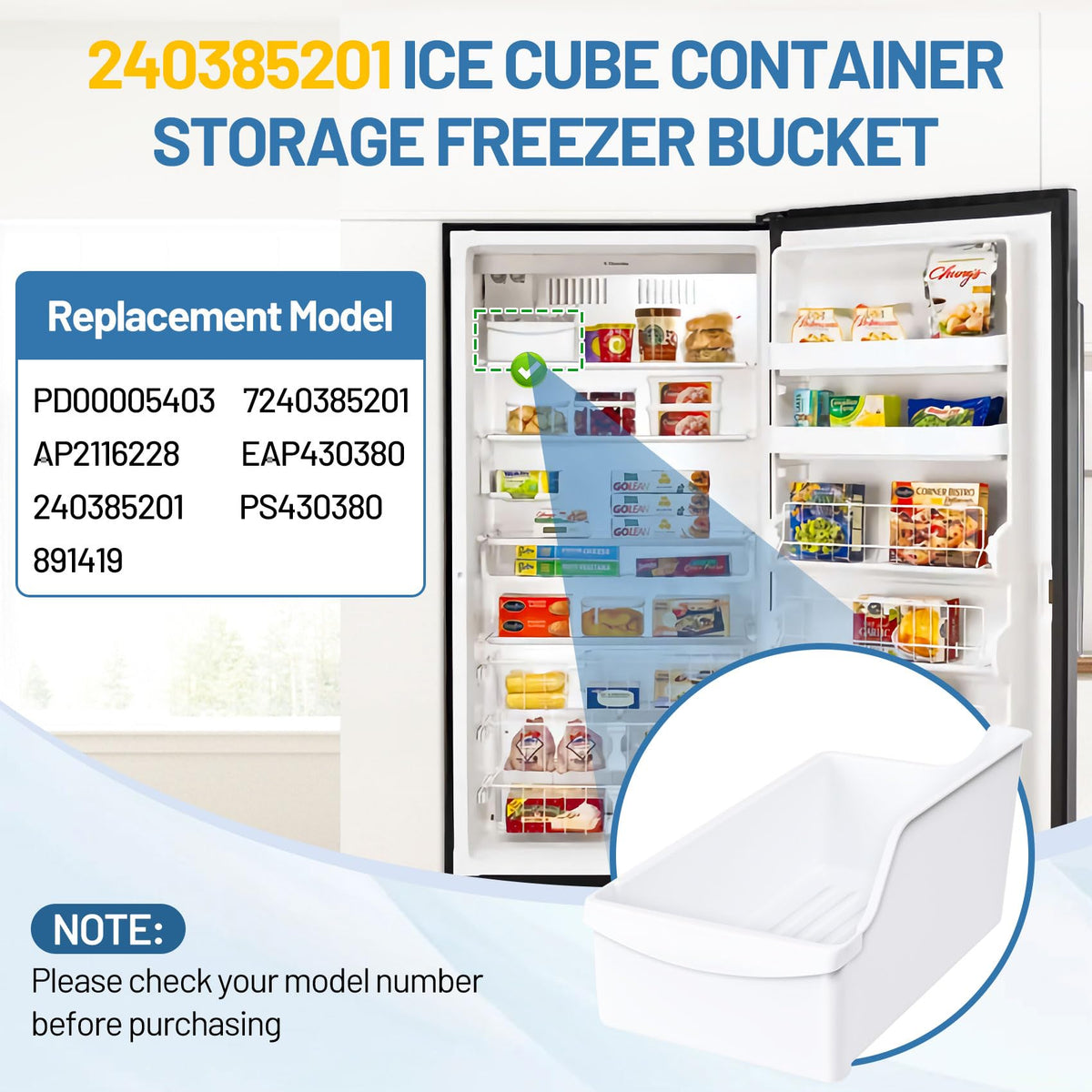 240385201 Ice Cube Container Storage Freezer Bucke