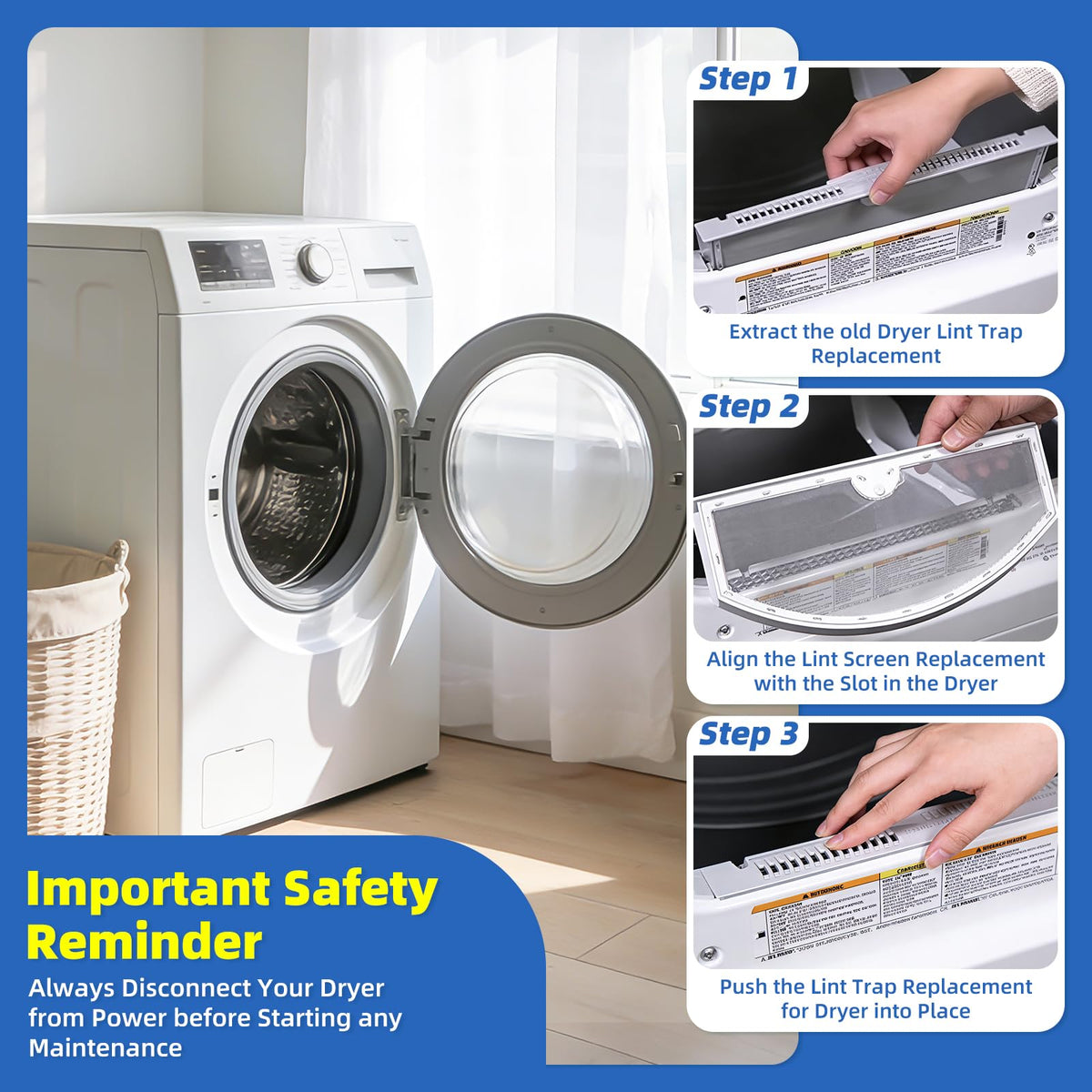 WE03X23881 Dryer Lint Trap Replacement for GE Hotpoint, Replaces PS11763056