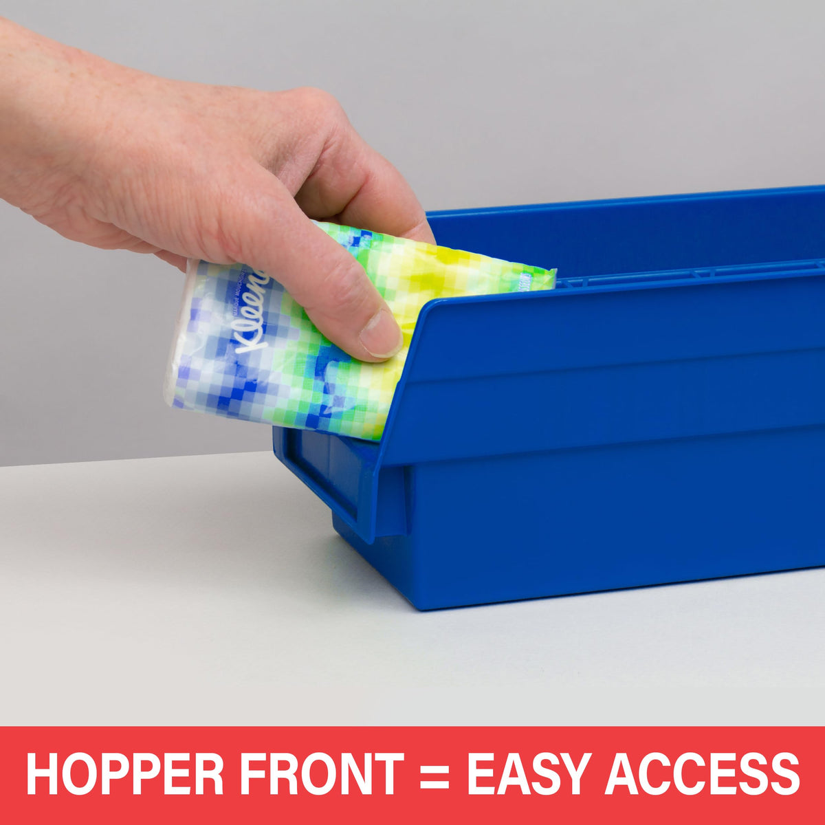 Akro-Mils 30120 Heavy Duty Plastic Shelf Bins, 12"x 4"x 4", Blue, 24-Pack