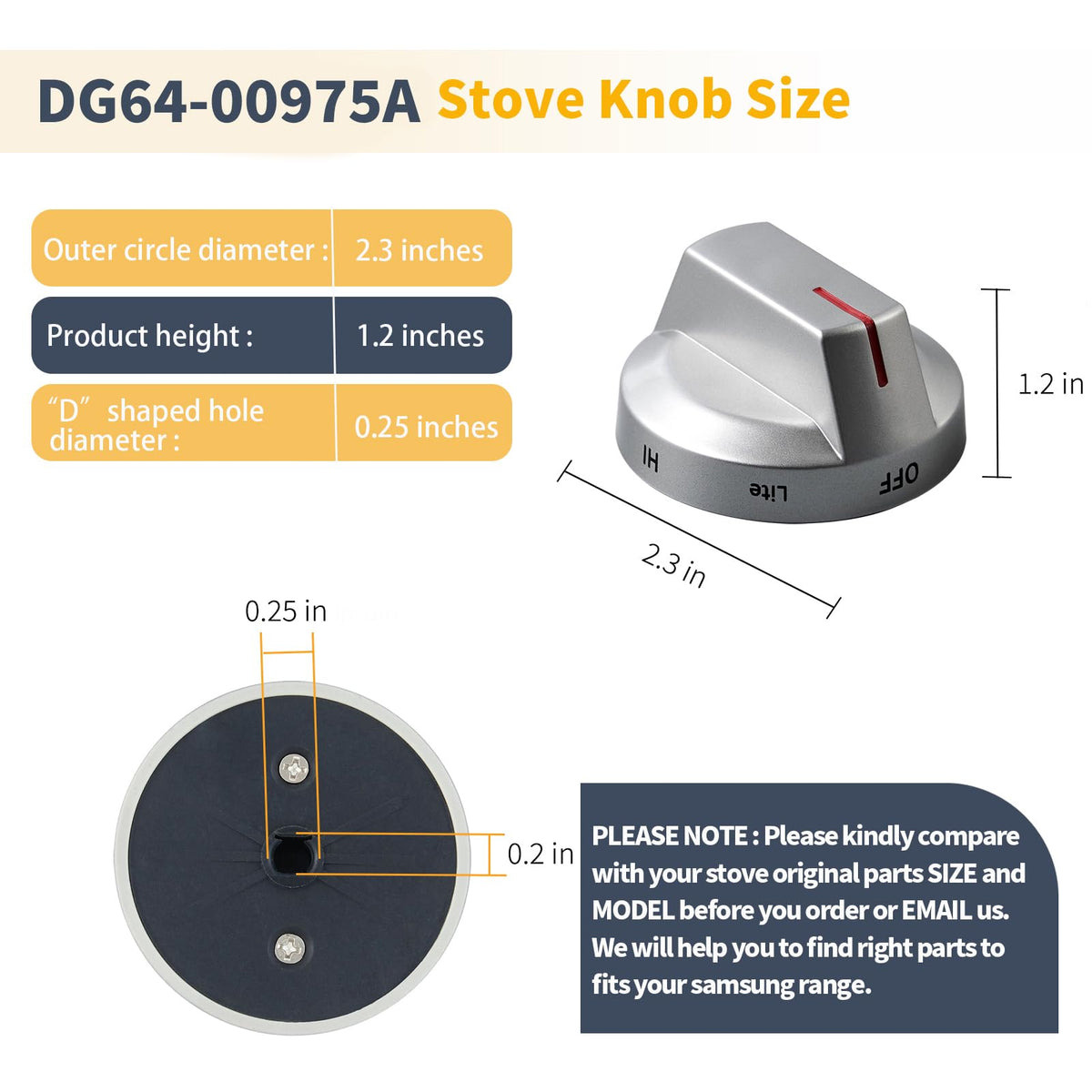 Allstare DG64-00975A Stove knobs Replacement for S