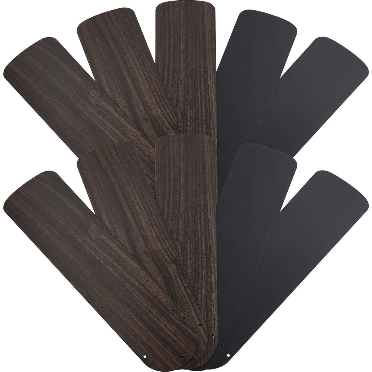 UPSEED 10 Pcs 52 Inch Ceiling Fan Replacement Blades, Sturdy Wood Blades, Black&Black Walnut, Pre-Drilled Holes, Indoor/Outdoor Use, Universal Fan Blades, Easy Installation