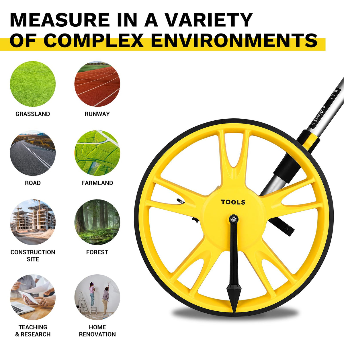 Measuring Wheel: DEKOPRO 12 Inch Measure Wheel in Feet, 99,999Ft Measuring Wheels One Key to Reset, Portable Wheel Measurement Roller with Storage Bag