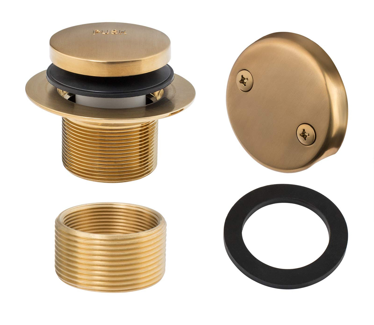 Artiwell Tip-Toe Bathtub Drains Trim Set with Two-Hole Overflow Faceplate, Replacement Bath Drain Trim Kit with 2-Hole Overflow Faceplate and Universal Fine/Coarse Thread