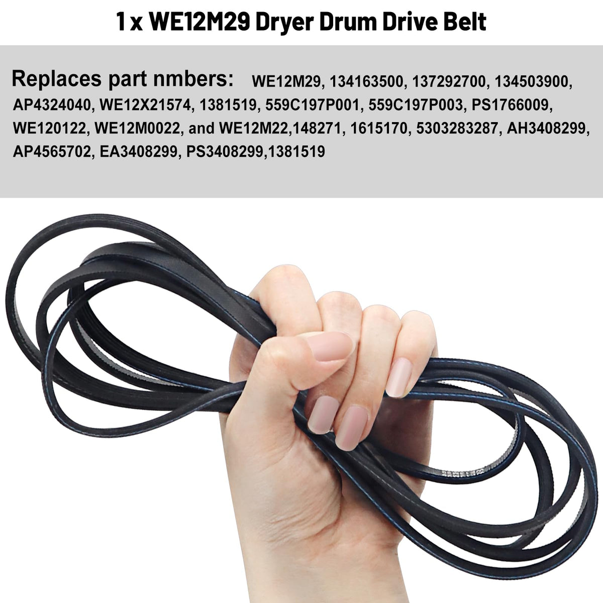 𝐔𝐩𝐠𝐫𝐚𝐝𝐞𝐝 WE12M29 Dryer Drum Drive Belt for G-E Hotpo-int Replaces 137292700 AP4324040 WE12M0022 WE12M22 WE12M29 WE12M33 WE12X21574 by Sikawai