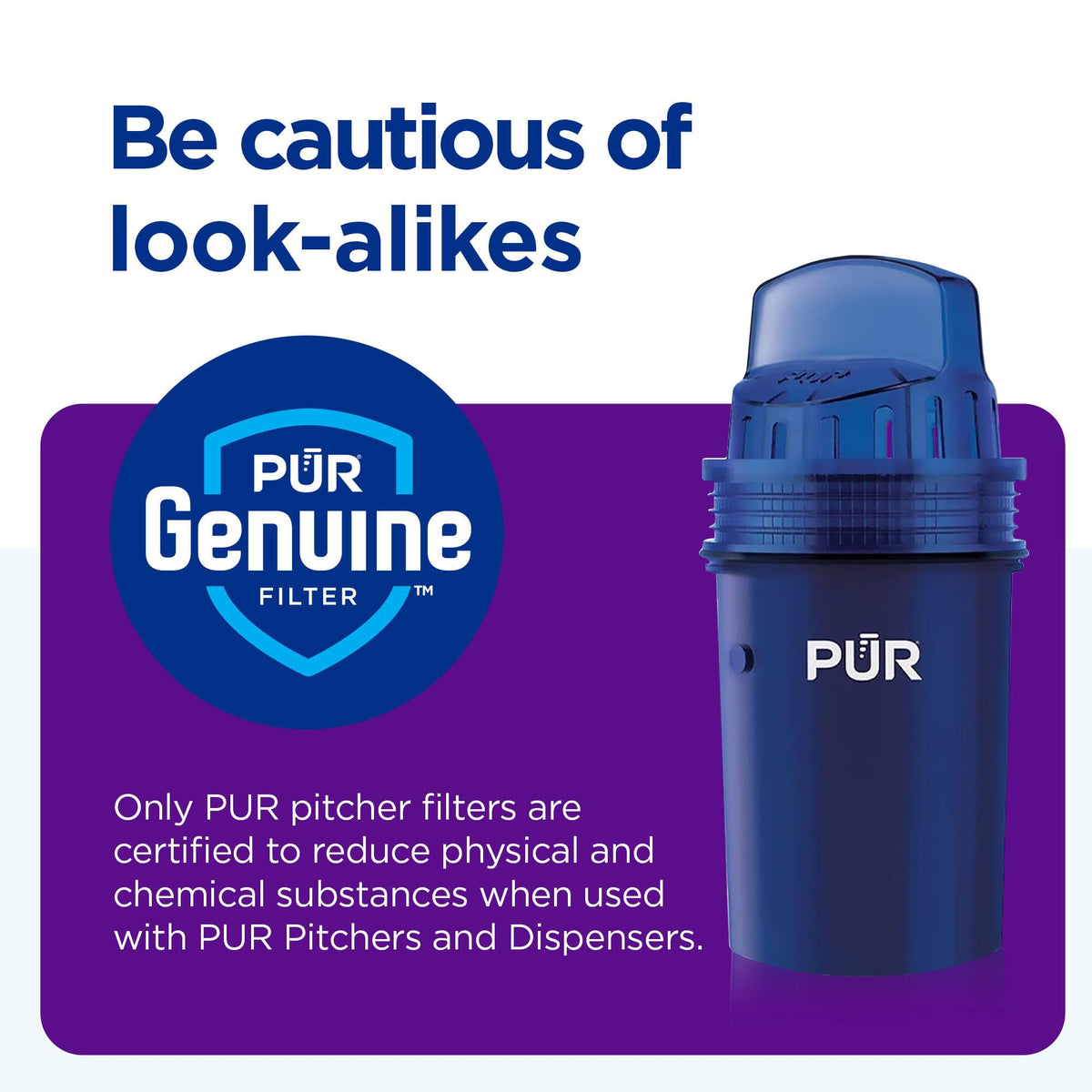 PUR Water Filters for Pitcher & Dispenser, Replacement Water Filter 4-Pack