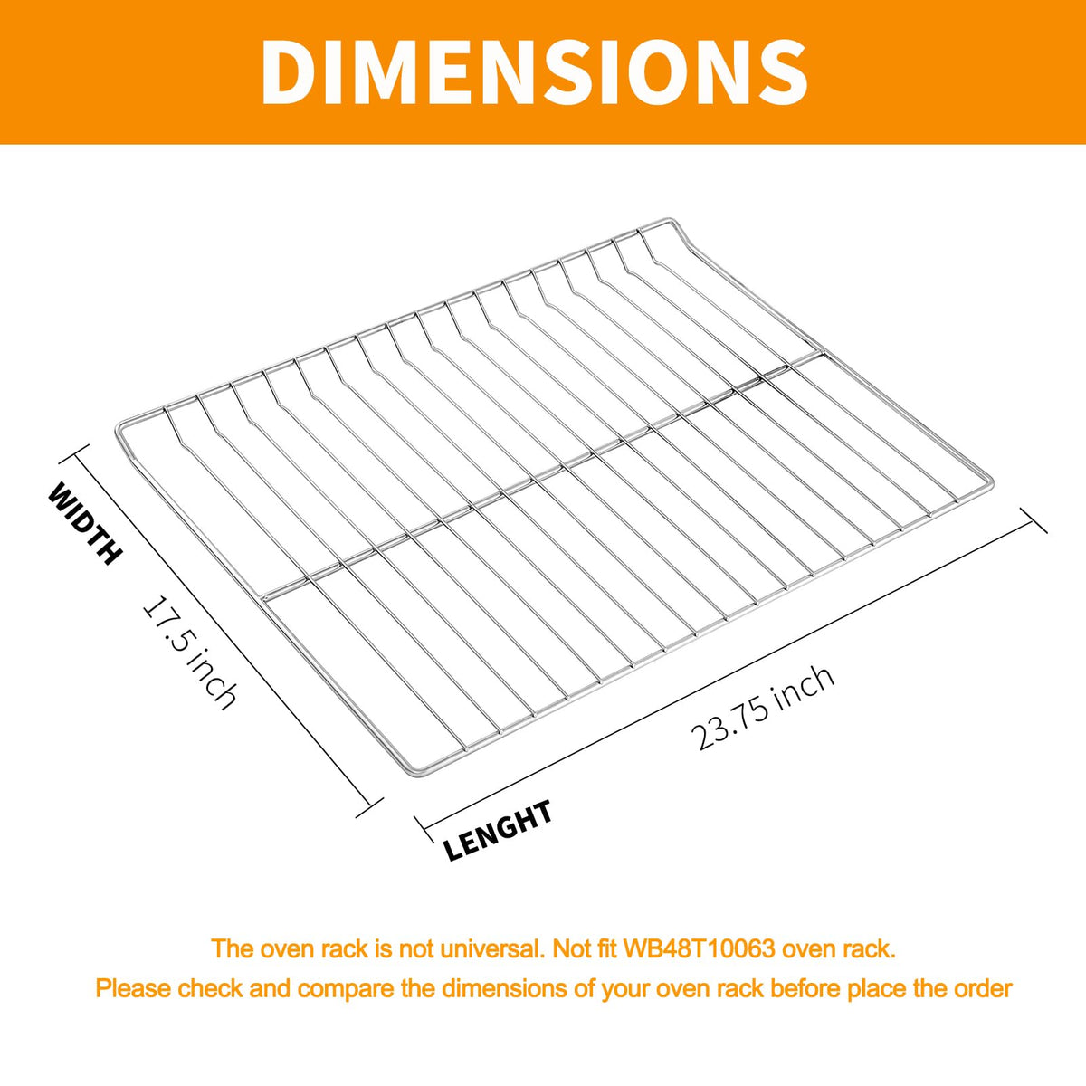 304 Stainless Steel WB48T10095 Oven Rack Replacement for GE Hotpoint Stove Oven Parts 23.75" x 17.5" GE Profile Spectra XL44 Gas Range Oven Rack Roster Rack-flat Convection Oven Wire Rack Oven Shelf