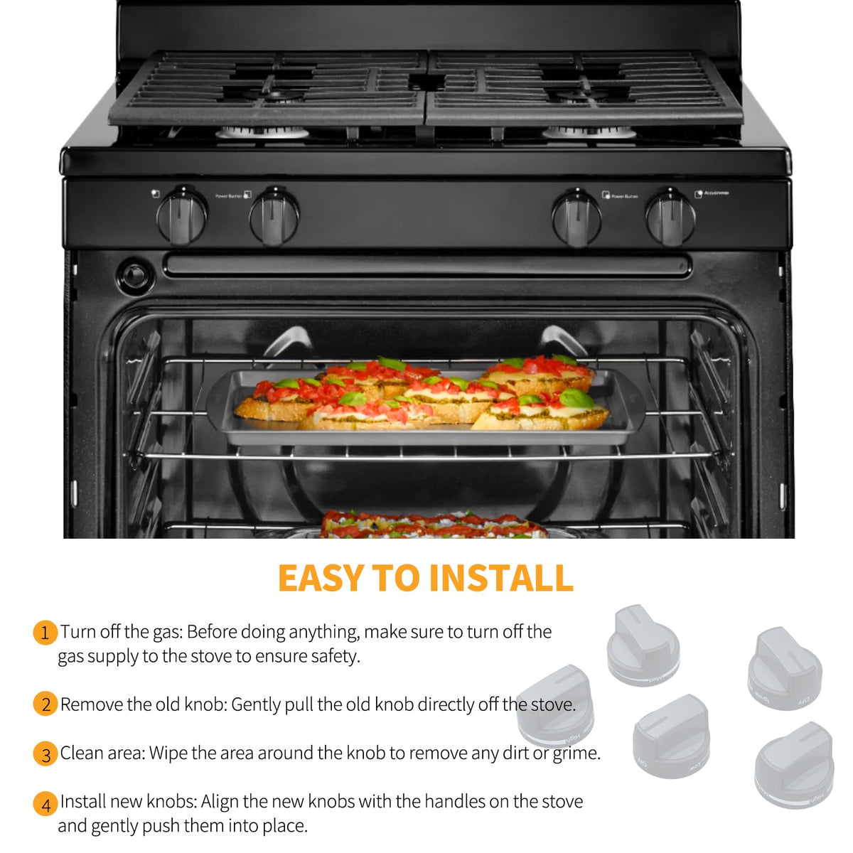 Upgraded W10339442 Stove knob Replacement Parts for Whirlpool Gas Stove Parts Oven Knob WFG505M0BS0 WFG505M0BS3 WFG320M0BW0 WFG510S0AS2 Whirlpool Gas Range Cooktop Surface Burner Control Knob 1 Pack