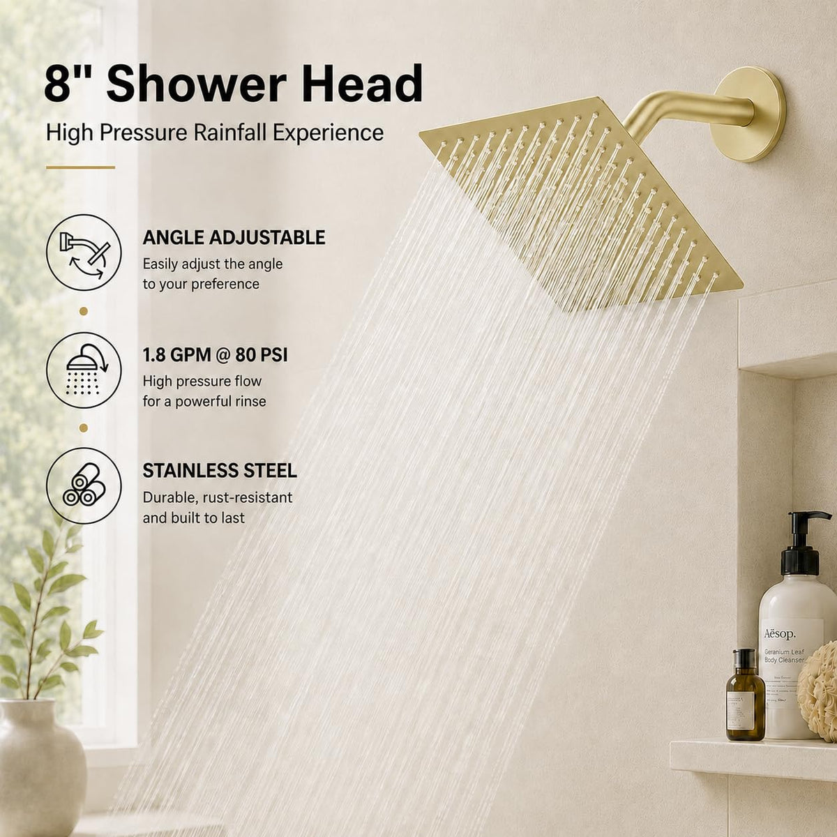 Compatible with Moen Posi-Temp Valve Shower Trim Kit,Replacement for 2510, 2520, 2570, 2590 Valve Shower Faucet Set,Brushed Gold (Valve and Cartridge Not Included)