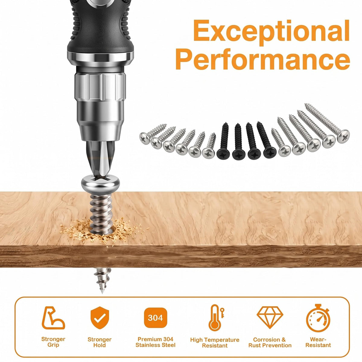VIGRUE 1010PCS Wood Screws Assortment Kit 304 Stainless Steel