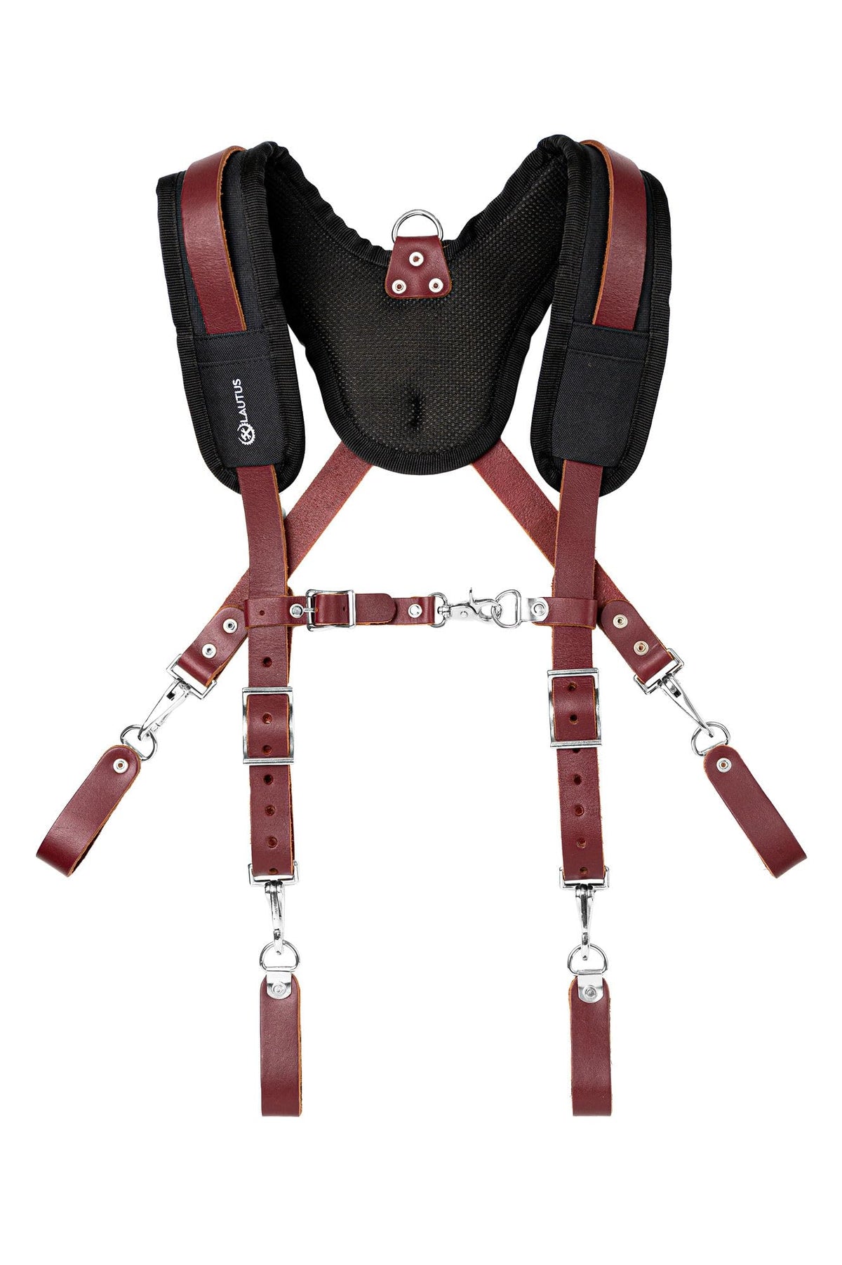 LAUTUS Leather Padded Tool Belt Suspenders w/Chest Strap| Pencil Sleeve| Comfortable & Heavy Duty, Fully Adjustable, Construction Grade |