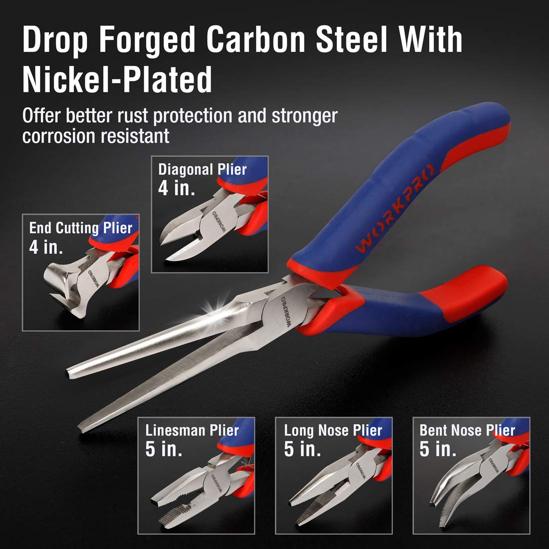 WORKPRO 6-piece Mini Pliers Set with Pouch, Small Pliers Tool Kit
