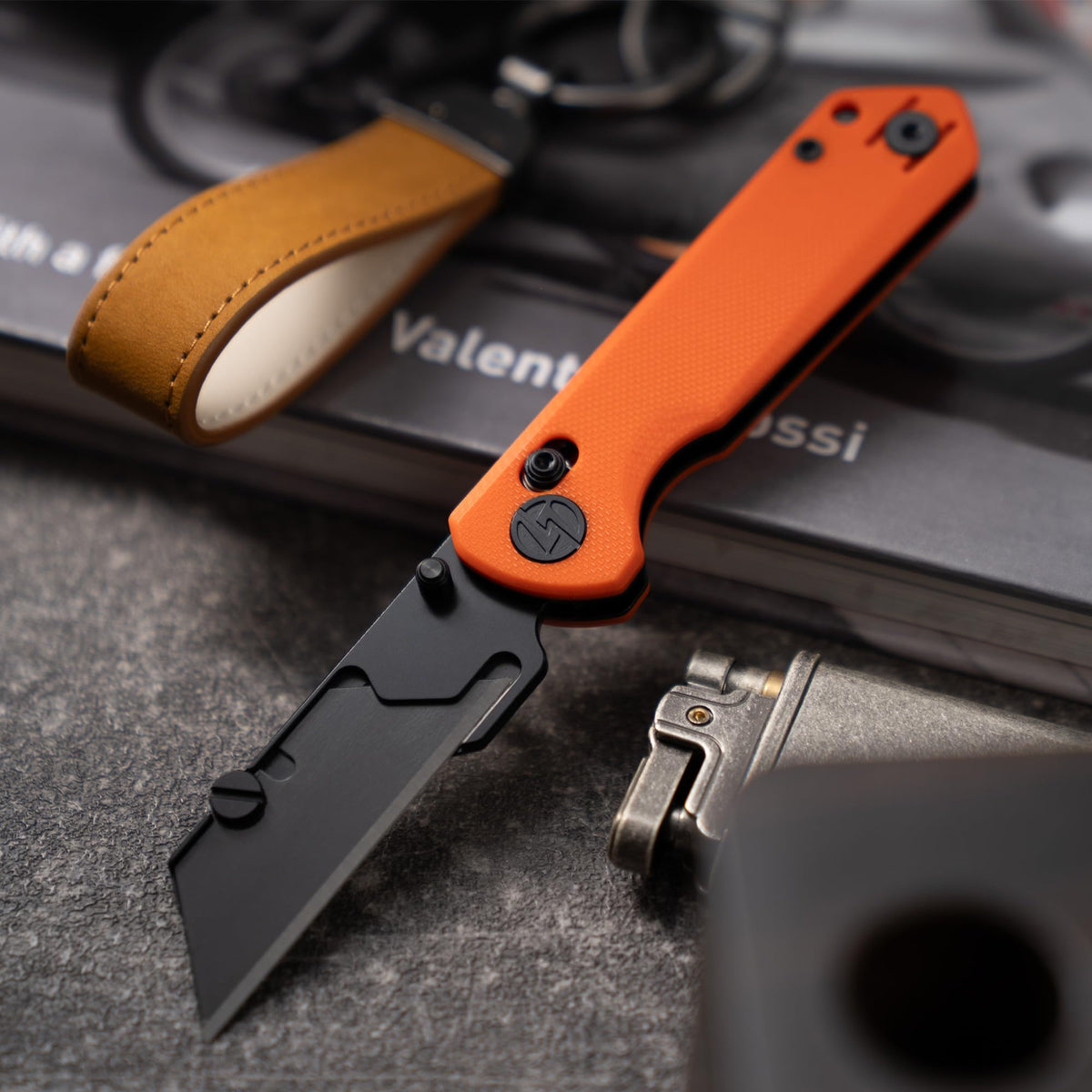 OLITANS G076 Folding Utility Knife, Crossbar Lock, G10 Handle, Orange
