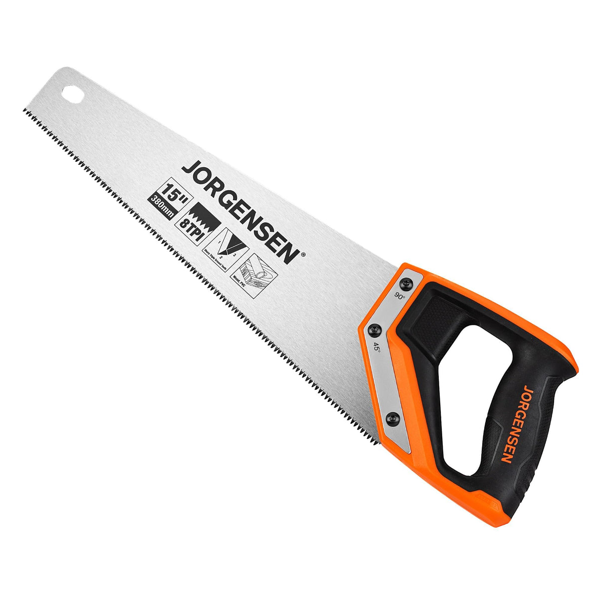 JORGENSEN 15 Inch Pro Hand Saw, 8 TPI Fine Cut Aluminum Handle