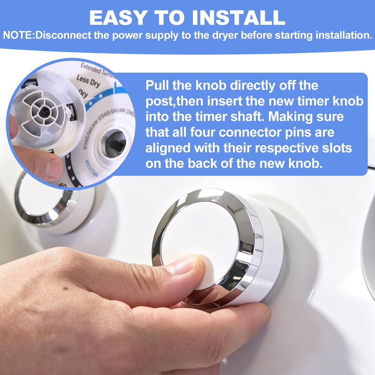 WE01X24552 Dryer Timer Control Knob Replacement for GE General Electric AP6026722, 4396547,PS11736611