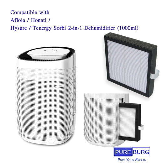 PUREBURG Replacement Filter Compatible with Afloia AQ8 Q8 & Honati Hysure Q7,Tenergy Sorbi 2-in-1 Dehumidifier (1000ML), 3-Pack HEPA