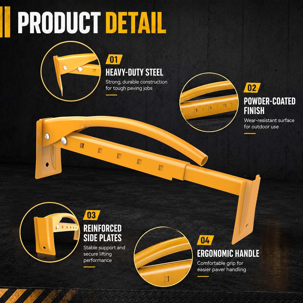 Adjustable Brick Tong, Heavy Duty Steel Brick Lifting Tong Brick Carrier Clamp Masonry Lifting Carrier Tool for Masonry Work, Securely Transports 6-10 Bricks at Once