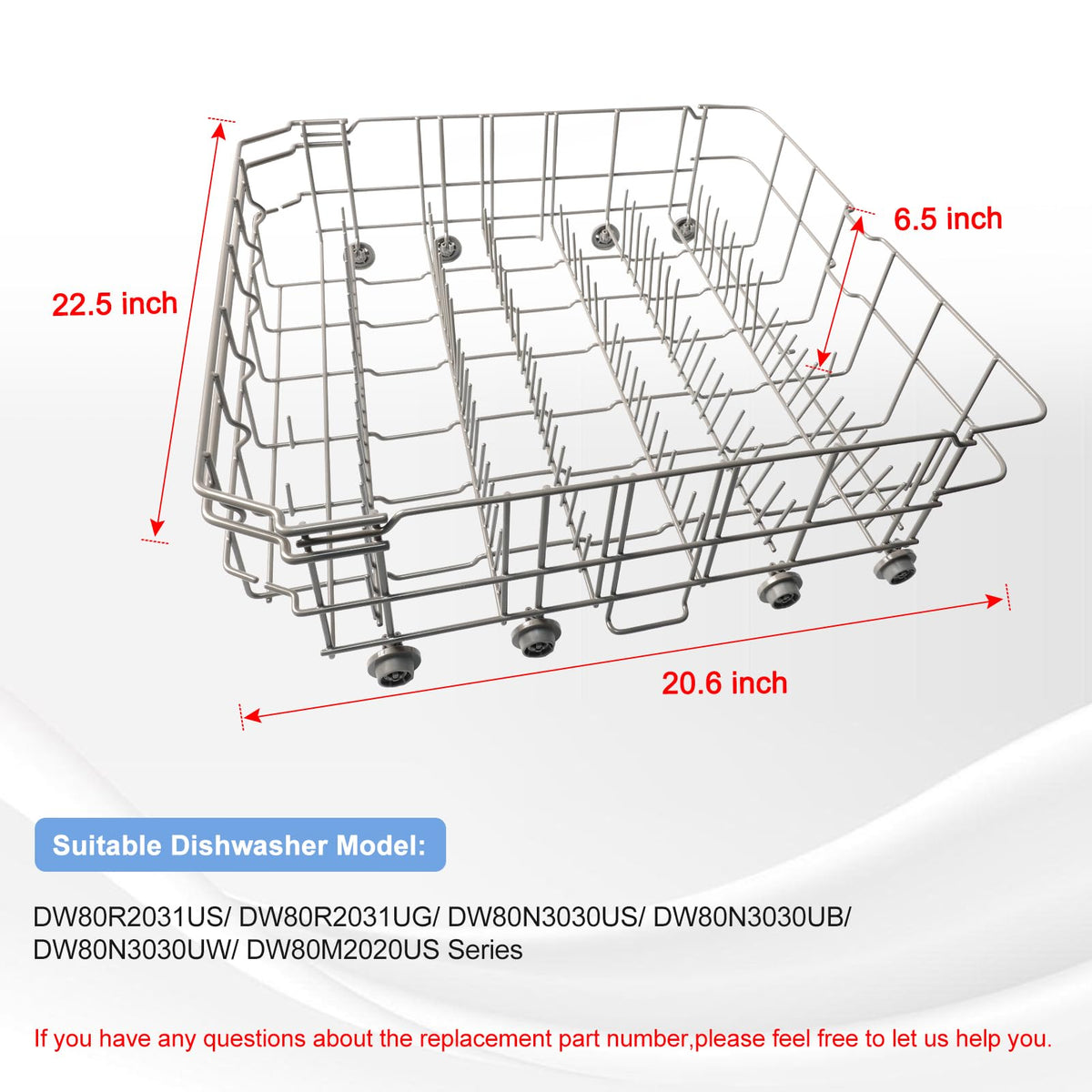 【2026 UPGRADED】DD82-01384A Dishwasher Lower Rack Replacement Parts Fit for Samsung Dishwaher DW80R2031US, DW80R2031UG, DW80N3030US, DW80N3030UB, DW80N3030UW, DW80M2020US, DW80CG4021SR, DW80CG4051SR