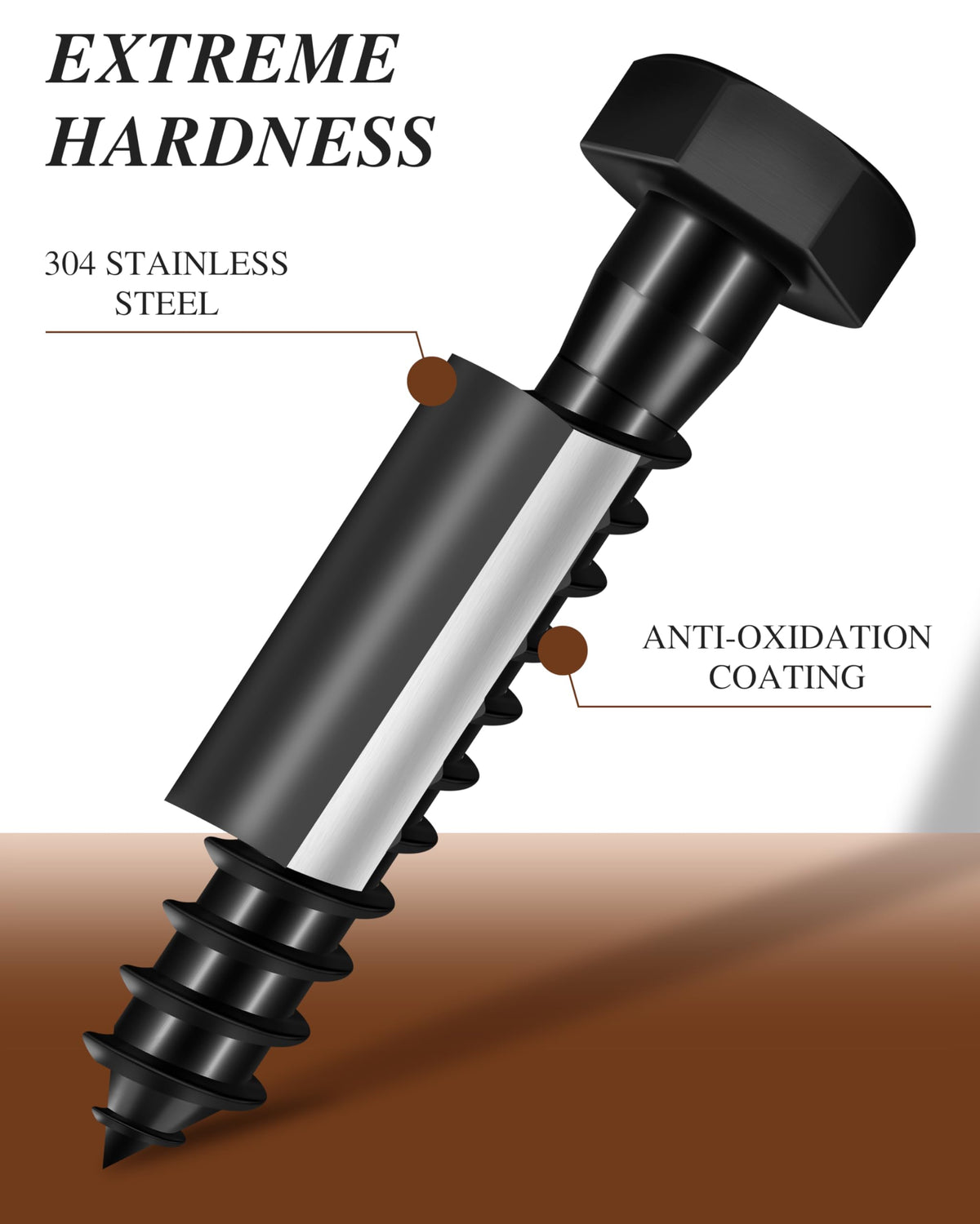 Nailnest 74-Pack 5/16 Hex Head Lag Screws Bolts Assortment Kit with Flat Washers, Black Oxided 304 Stainless Steel 18-8 Heavy Duty 5/16" Lag Bolts for Wood with Hex Socket