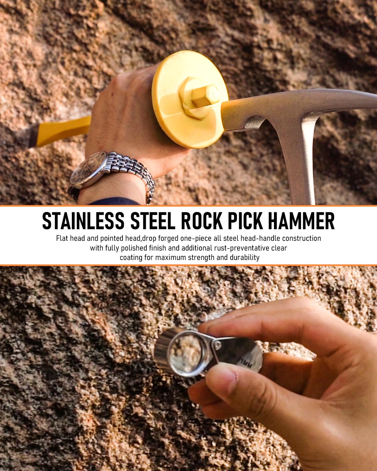 INCLY 7PCS Geology Rock Pick Equipment Kit, Rock Hammer and Chisel Set