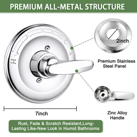 Shower Faucet Trim Kit, Shower Handle Replacement Compatible with Delta 13/14 Series, Fits R10000-UNBX Rough-in Valve, All Metal Construction, Easy to Install