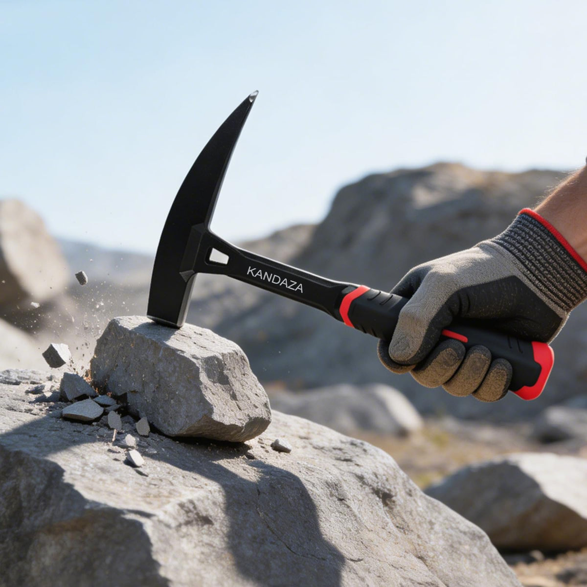 KANDAZA 22 oz Geology Rock Hammer, Pointed Rock Pick for Rockhounding