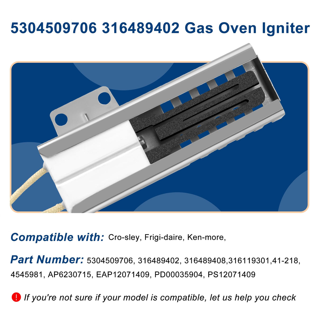 Model 790 Oven Igniter, 5304509706 Gas Oven Igniter for Gas Stove