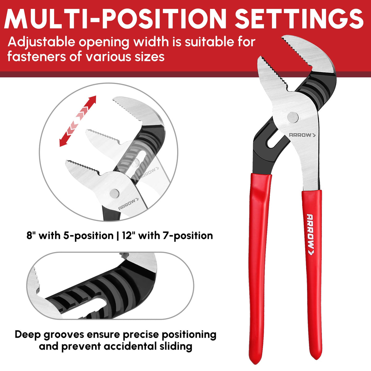 ARROW 2-Piece Groove Joint Pliers Set for Plumbing Repair, Home Maintenance