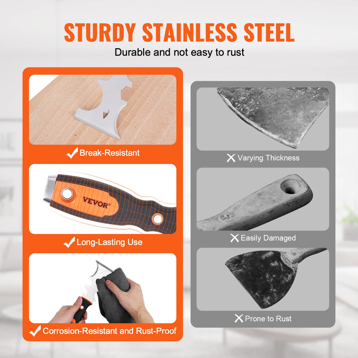 VEVOR Drywall Knife Set, 6 PCS Drywall Tools, Stainless Steel Spackle Tool