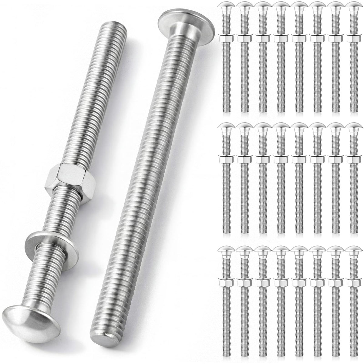 Otoolling 1/2" X 6" 30 Pack Galvanized Carriage Bolt Kit