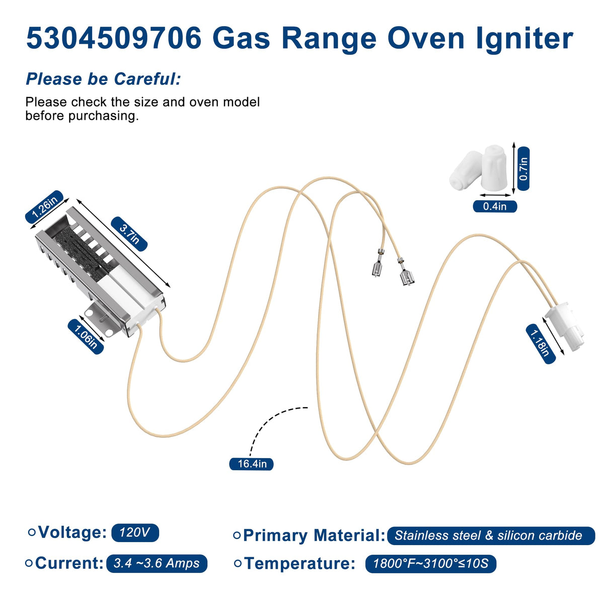 Model 790 Oven Igniter, 5304509706 Gas Oven Igniter for Gas Stove