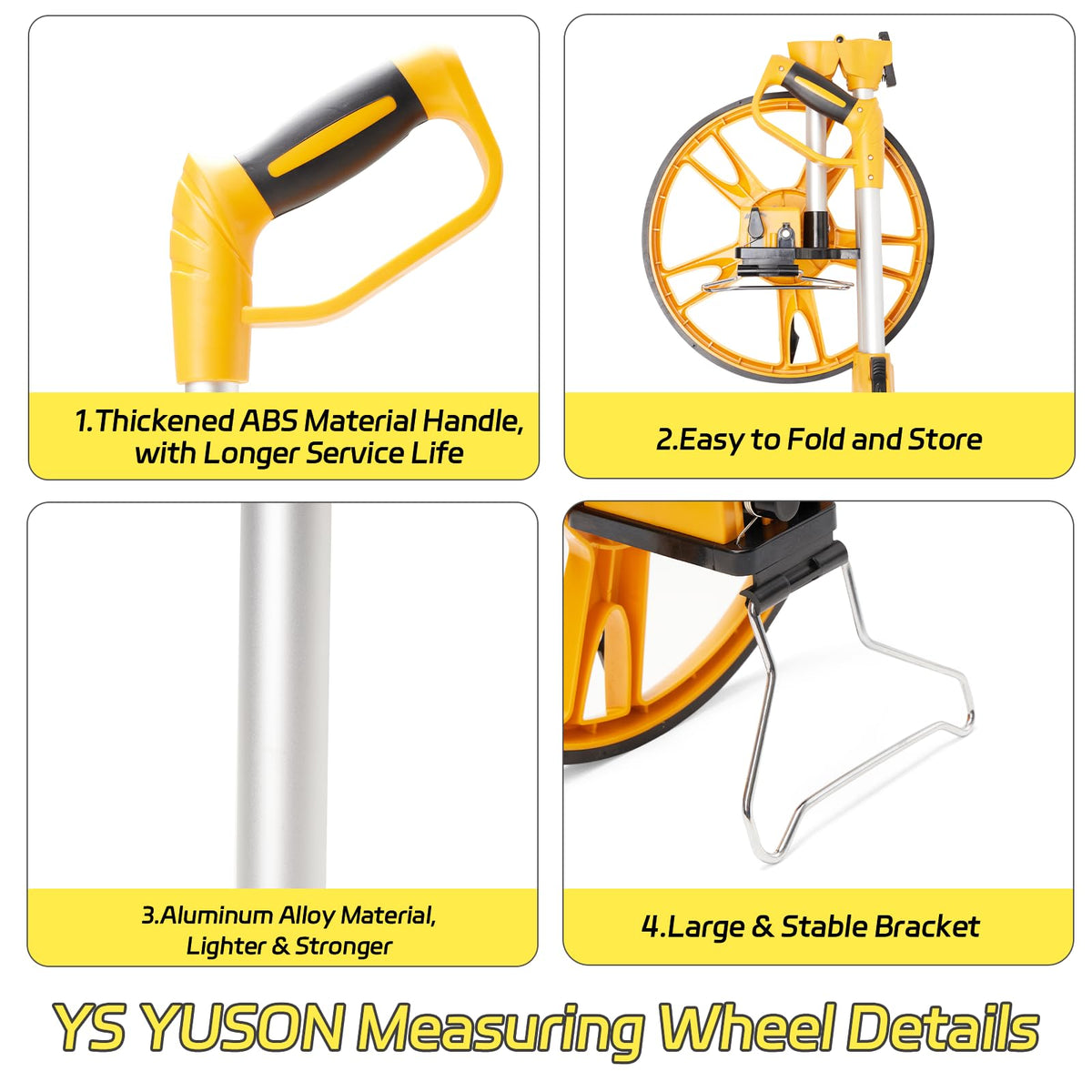 YS YUSON 12 Inch Rolling Measuring Wheel in Feet, Digital Measuring Wheel for Construction, Outdoor, Wheel Measurement Roller with Tape Measure and Canvas Carrying Bag, One Key to Reset, Up to 9999Ft