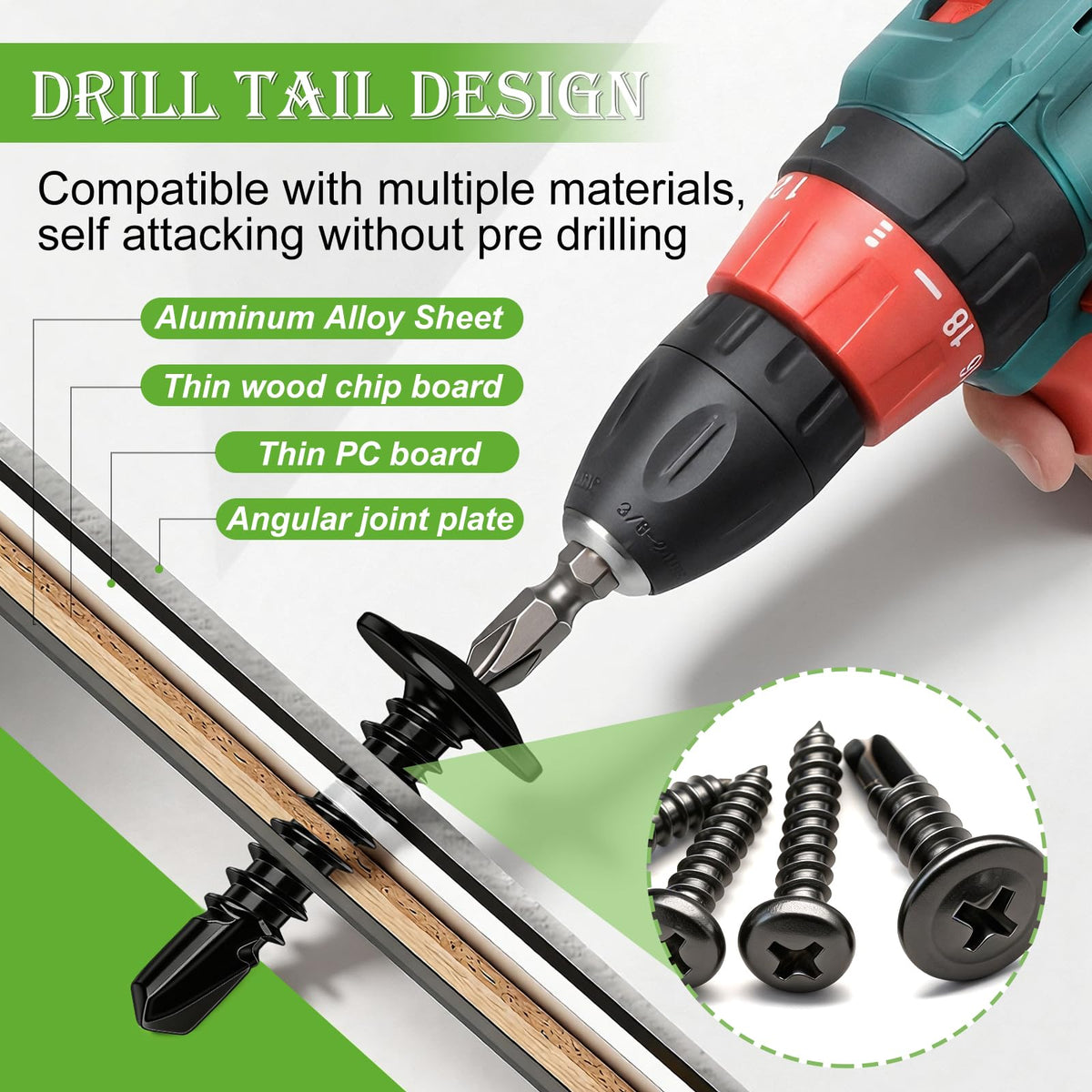 mxuteuk #8 #10 & M2 M3 M4 Self Tapping Screws for Metal,410 Stainless Steel