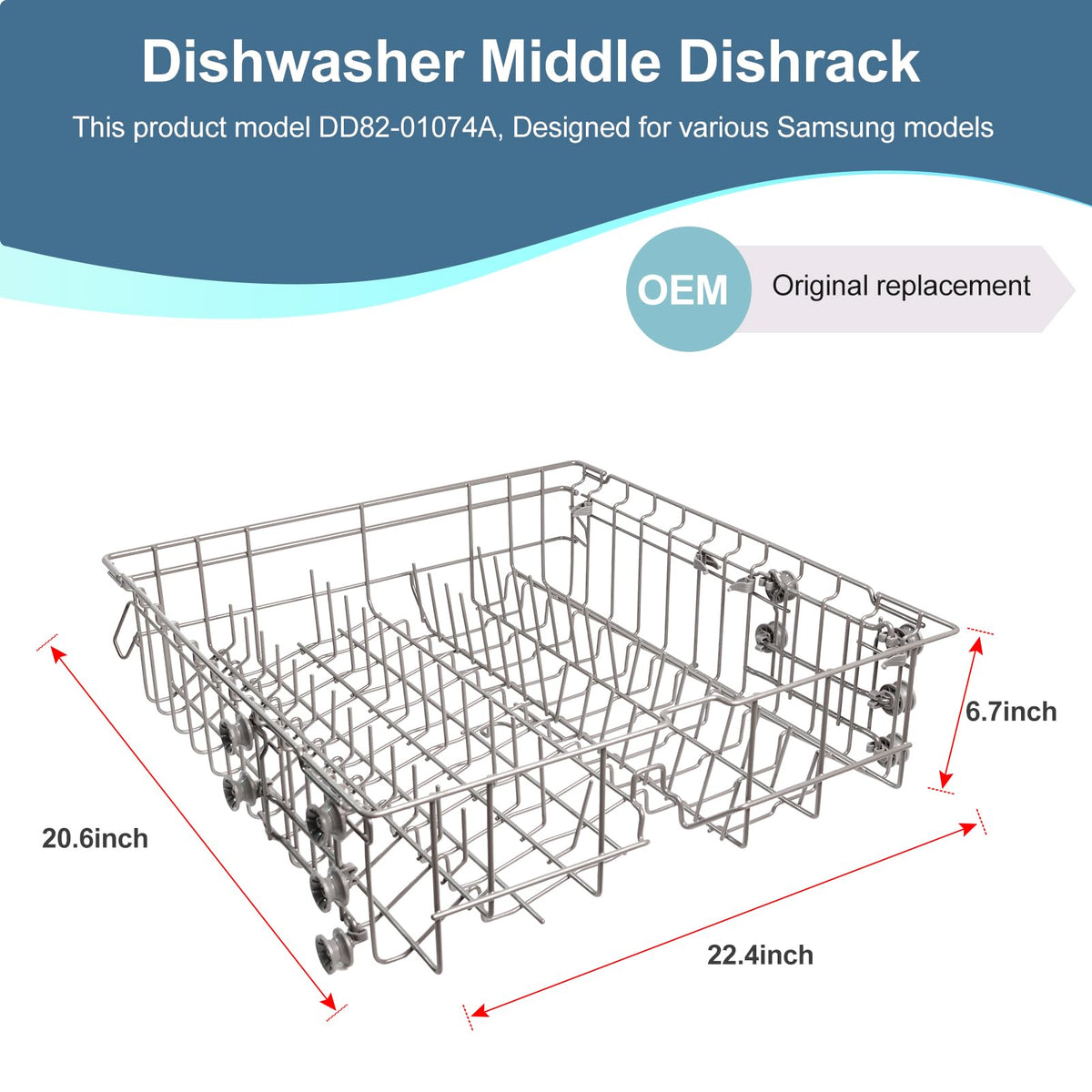 【2026 UPGRADED】DD82-01074A Middle Rack Assembly Replacement Parts Fit for Samsung Dishwasher Dishrack DW80R5061,DW80R5060,DW80K7050UG,DW80K5050US Series