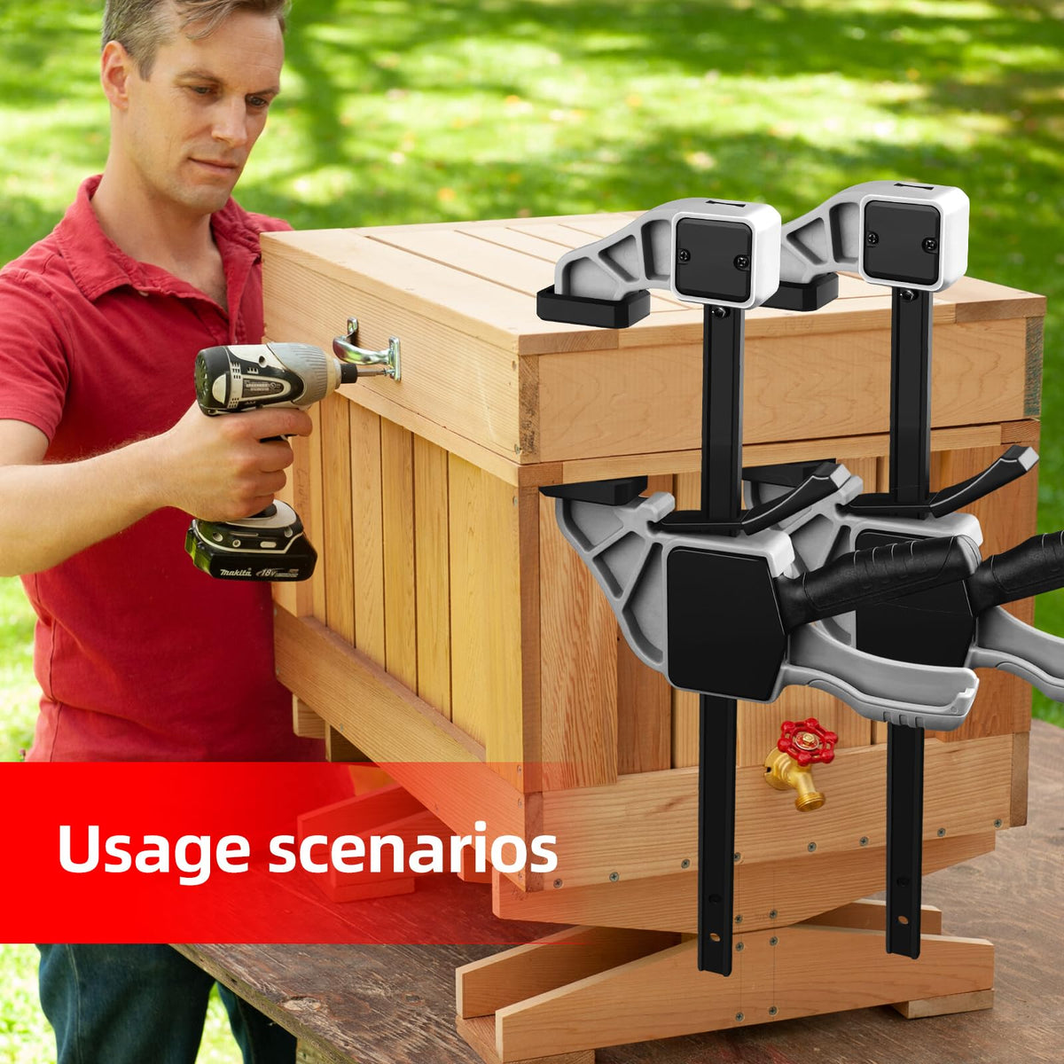 NOEAIKE 6-Pack Wood Clamps 4Pcs 12in & 2Pcs 6in for Woodworking