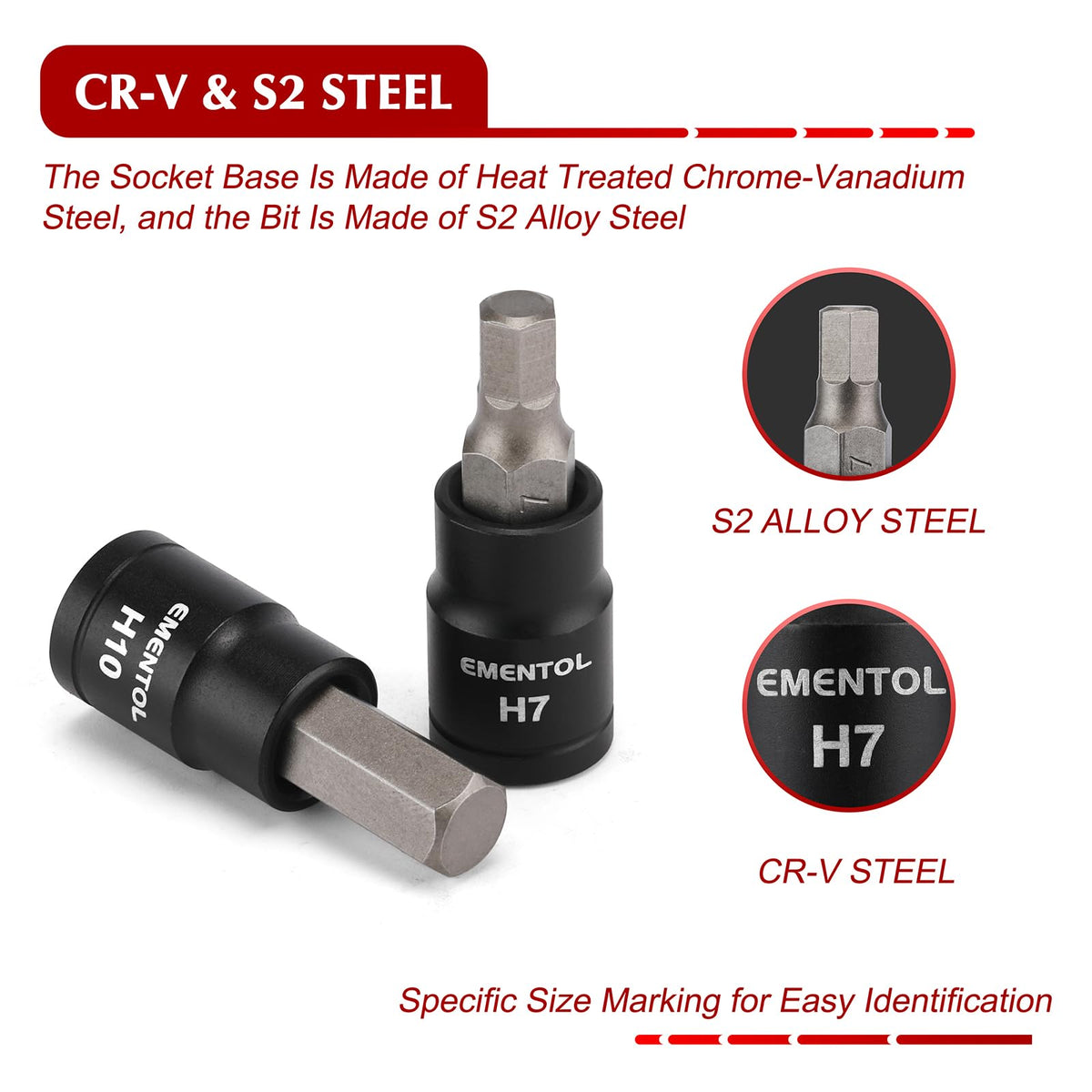EMENTOL 71-Piece Torx Bit & Hex Bit Socket Set, Master SAE/Metric Bits, 1/4", 3/8" and 1/2" Drive, S2 Alloy & CR-V Steel, Includes External Torx E4-E24, Socket Adapter & Drill Adapter